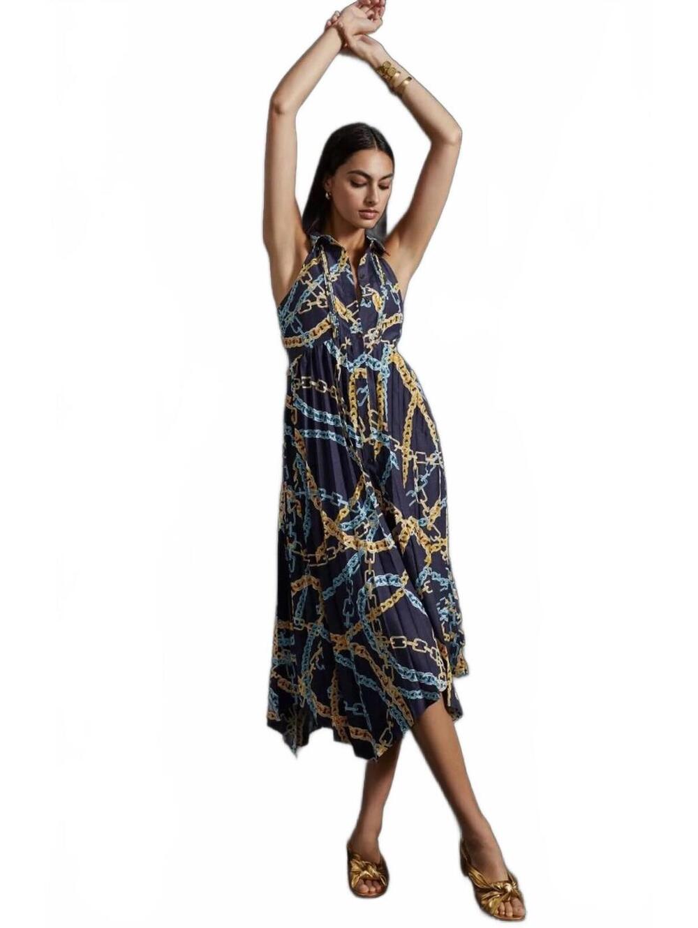 New Anthropologie Maeve Shirt dress Hanky Pleated Hem Dress Size XS #565